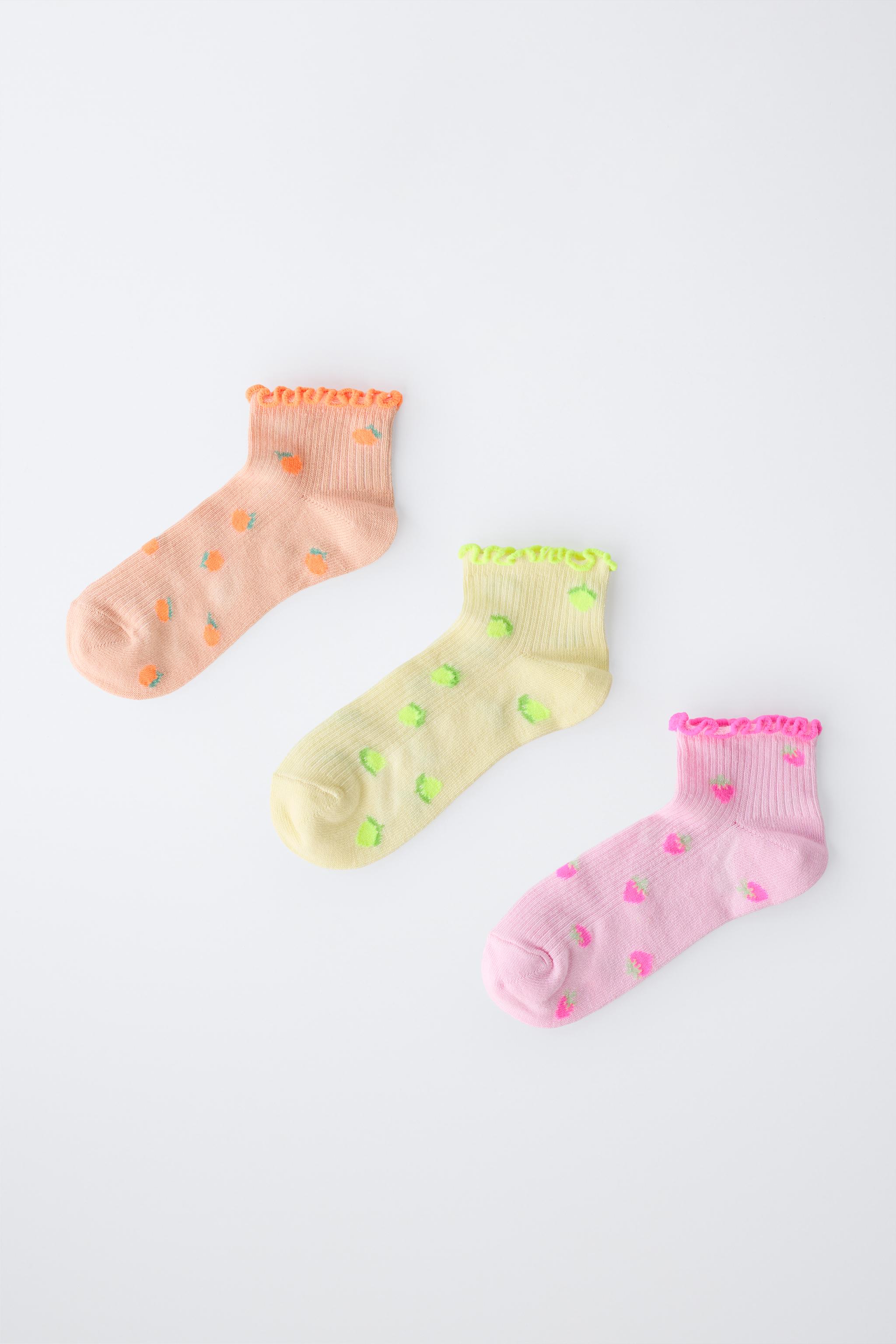 THREE-PACK OF FRUIT TERRY ANKLE SOCKS